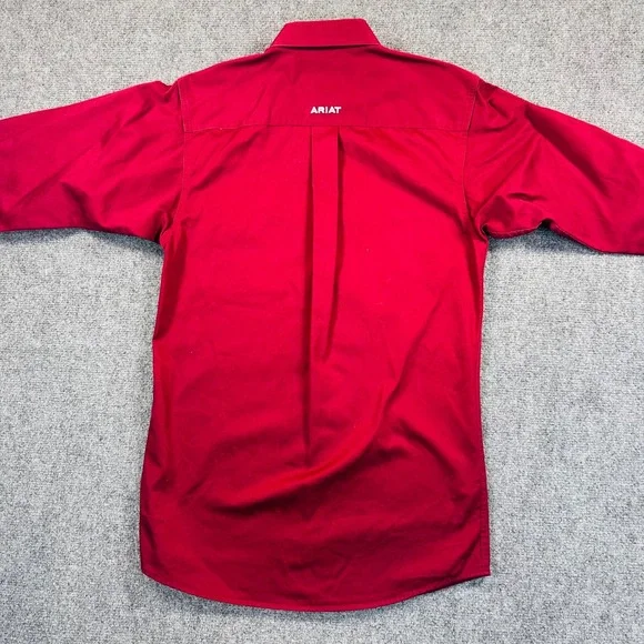 Ariat Men's XS Red Team Logo Twill Fitted Button Down Western Shirt Rodeo Cowboy - Picture 3 of 16